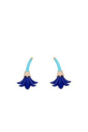 Small Psychedeliah Earrings, 18k Yellow Gold with Diamonds, Lapis Lazuli & Turquoise
